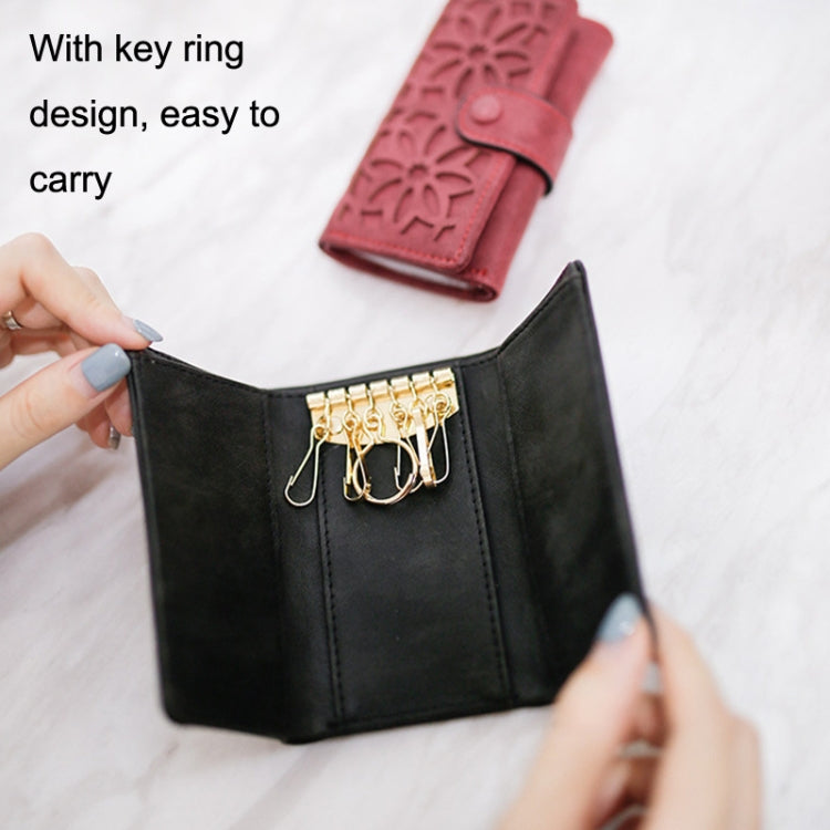 PU Multi-functional Triple Fold Buckle Women Key Bag