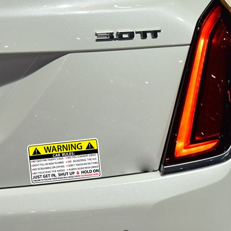 Car Safety Warning Rules Sticker