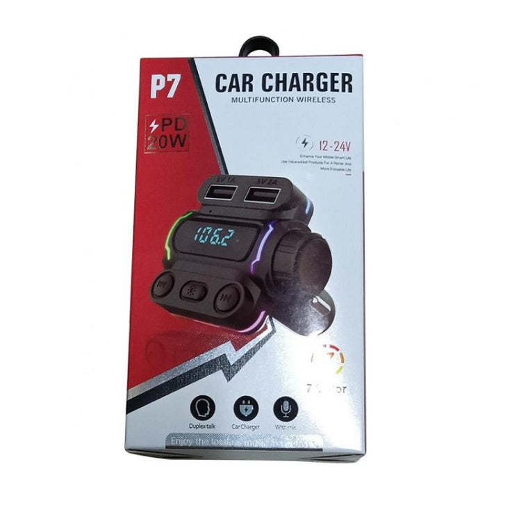 P7 PD20W QC3.0 Dual Fast Charging Car MP3 Player FM Transmitter
