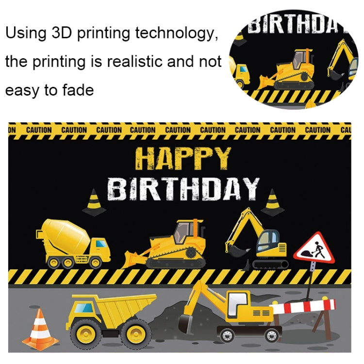 1.5m x 1m  Construction Vehicle Series Happy Birthday Photography Background Cloth