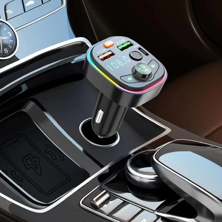 Car Bluetooth FM Transmitter PD Fast Charging Ambient Light
