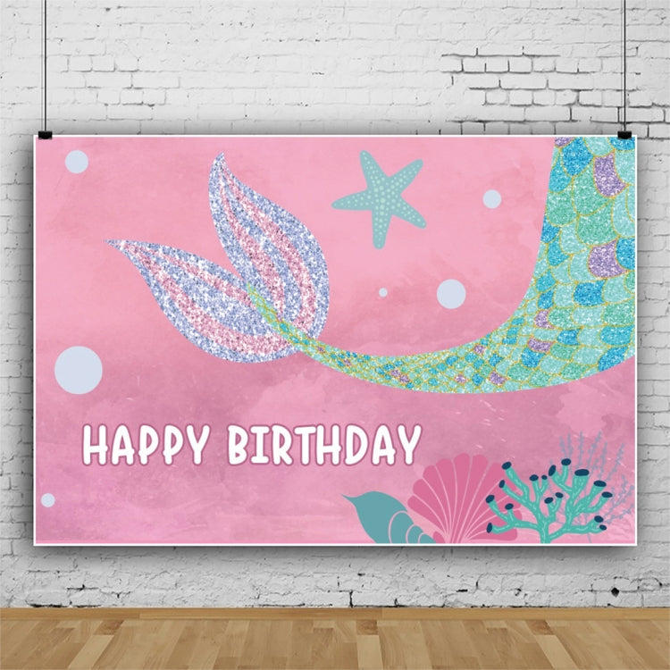 120 x 80cm Mermaid Happy Birthday Photography Background Cloth