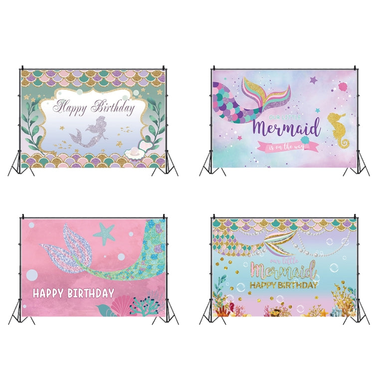 120 x 80cm Mermaid Happy Birthday Photography Background Cloth