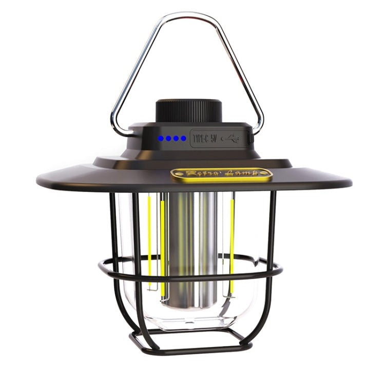 LY02 LED Retro Lantern Hand Tent Lamp USB Charging Camping Light, LY02 White, LY02 Black, LY02 Green