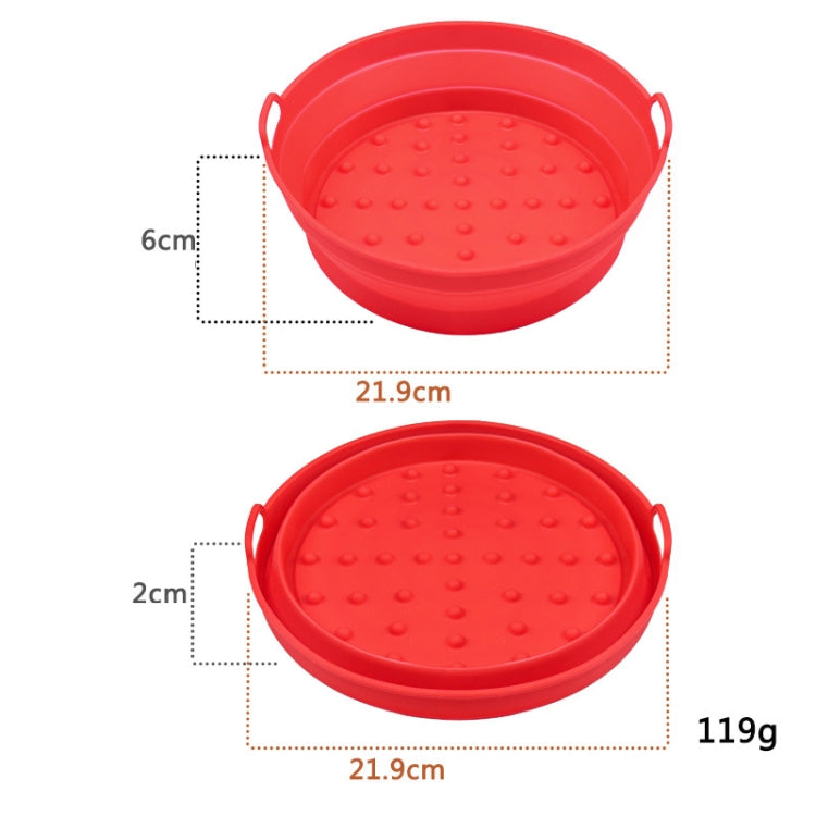 Air Fryer Grill Mat High Temperature Resistant Silicone Baking Tray, Specification: Round Inner Red