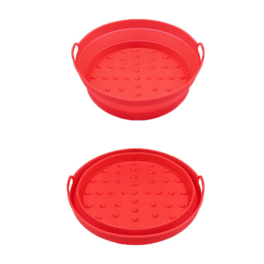 Air Fryer Grill Mat High Temperature Resistant Silicone Baking Tray, Specification: Round Inner Red