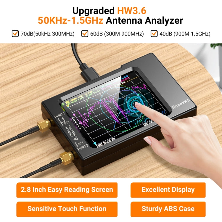 NANOVNA-H Upgraded Version 2.8 Inch TFT 50Khz-1.5Ghz Vector Network Antenna Analyzer MF HF VHF UHF With SD Card