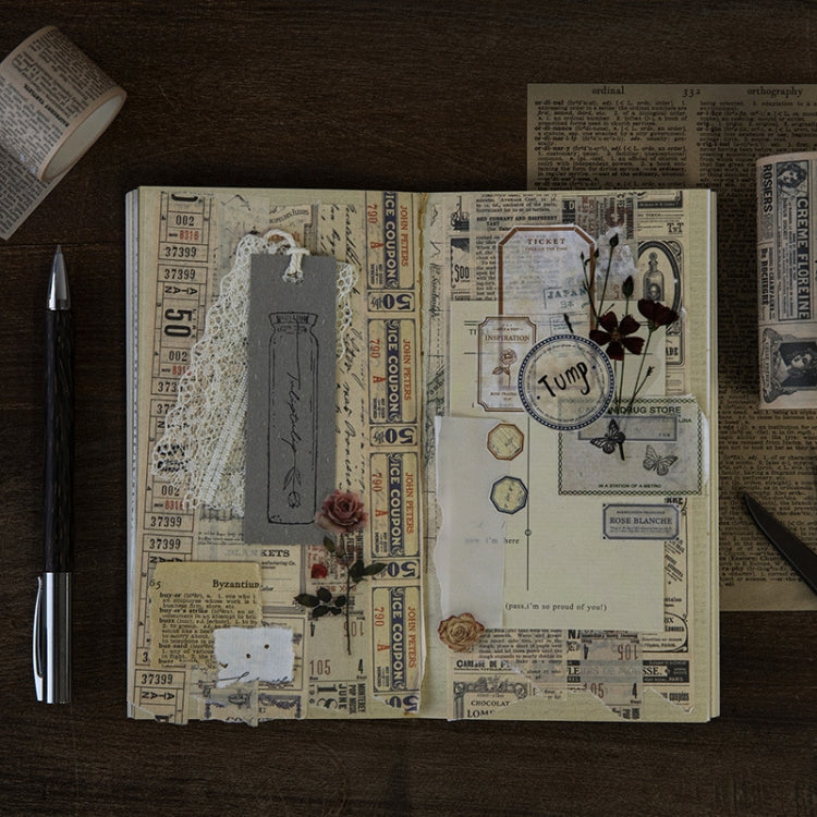 Retro Washi Tape for Journal Scrapbooking Diary Planners, Color: Newspaper Material