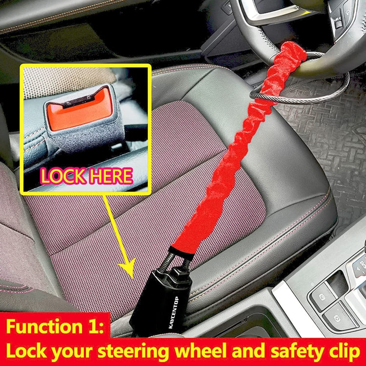 S308 Car Steering Wheel Wire Rope Lock Security Anti-theft Locks