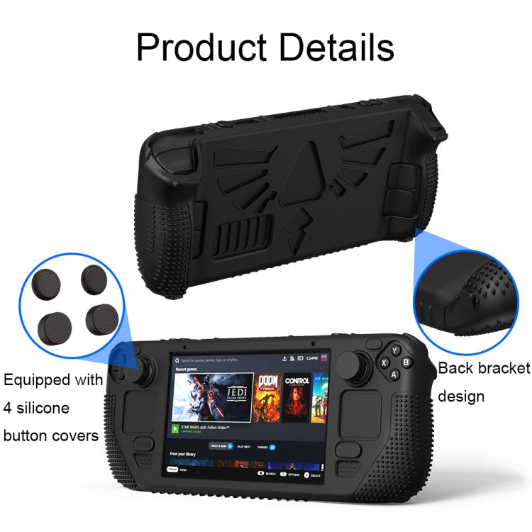 For Steam Deck V V4-1 Silicone Non-slip Protective Case for Pocket Consoles with Holder Function