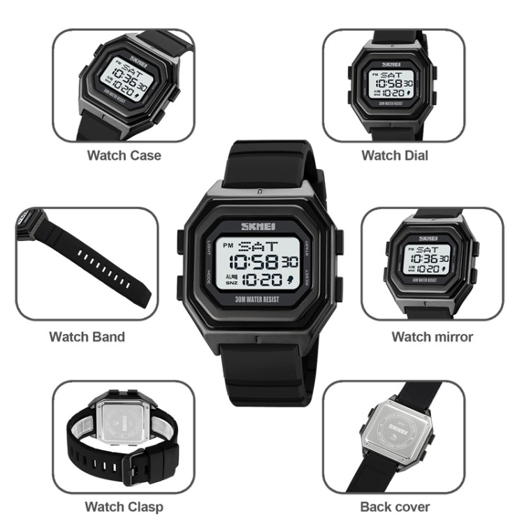 SKMEI 1875 Men Outdoor Electronic Watch Timing Multi-Functional Watch, Style:, 1875 Silicone Band White Machine, 1875 Silicone Band Black Machine, 1875 Steel Band White Machine, 1875 Steel Band Black Machine