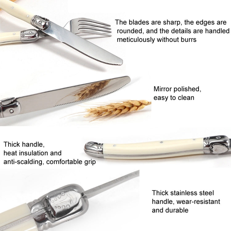 Stainless Steel Knife Fork Spoon Set Plastic Handle Western Tableware