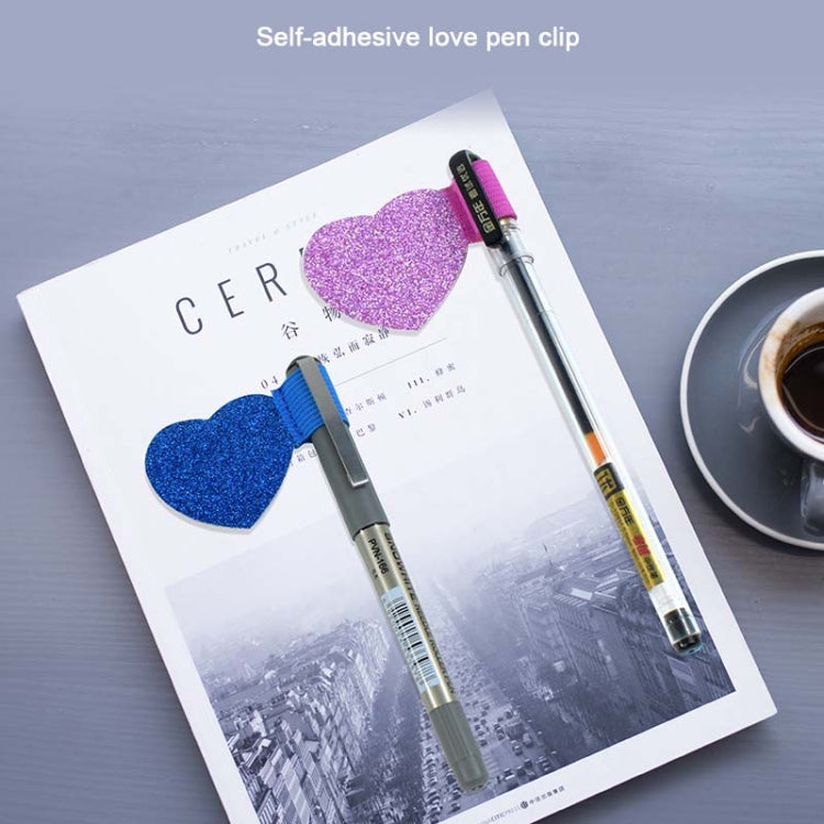 2pcs Mini Self-Adhesive Love Pen Holder PU Pen Clip Elastic Band Pen Insert