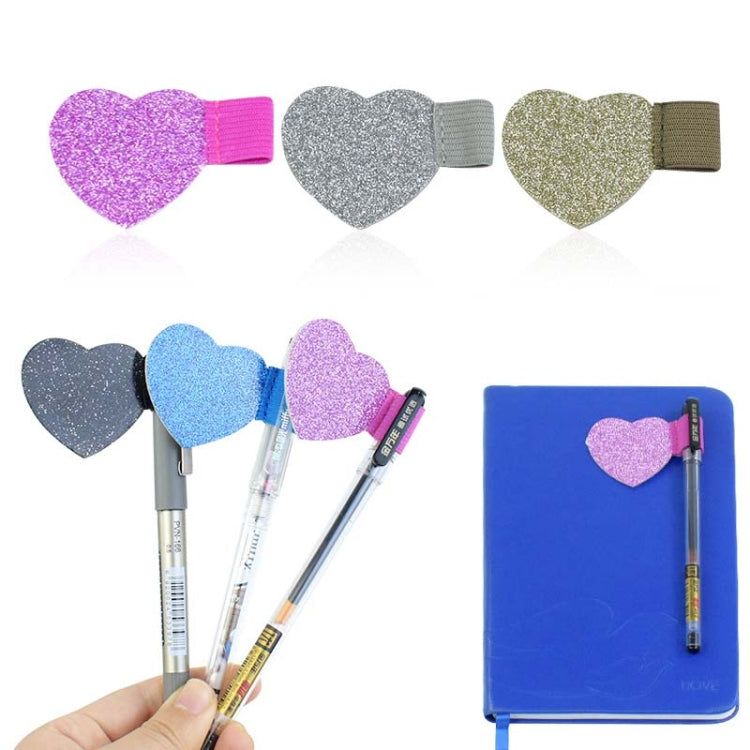 2pcs Mini Self-Adhesive Love Pen Holder PU Pen Clip Elastic Band Pen Insert