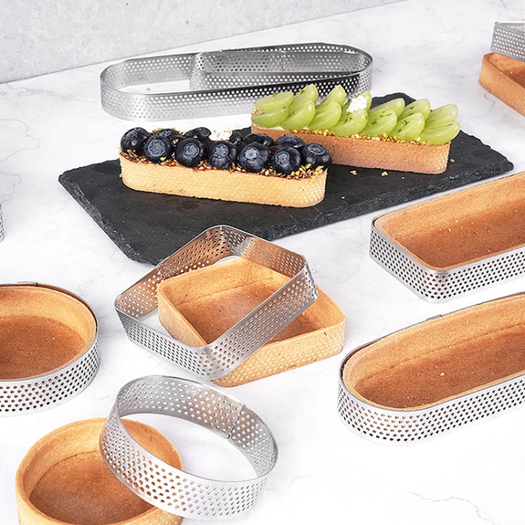 BN1006 Stainless Steel Mousse Circle Thickened Perforated Cake Mold DIY Baking Tools, Oval(5.5 inches), Round(3.5 inches), Oval(7.2 inches), Rectangle(3.9 inches), Love(3.1 inches), Rectangle(4.3 inches), Rectangle(4.7 inches), Rectangle(7 inches)     ...