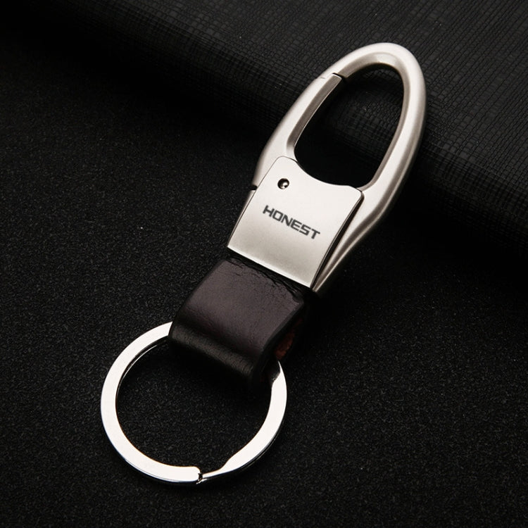 HONEST Leather Car Keychain Simple Circle Ring Pendant Keychain