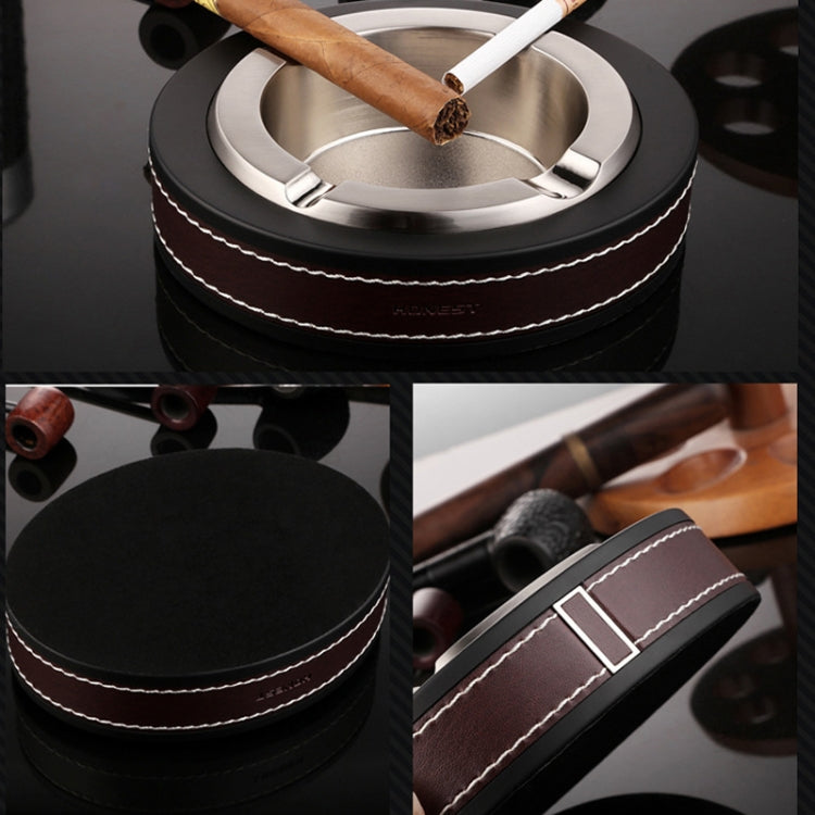 HONEST Cigar Ashtray Metal Cowhide Leather Personalized Ashtray