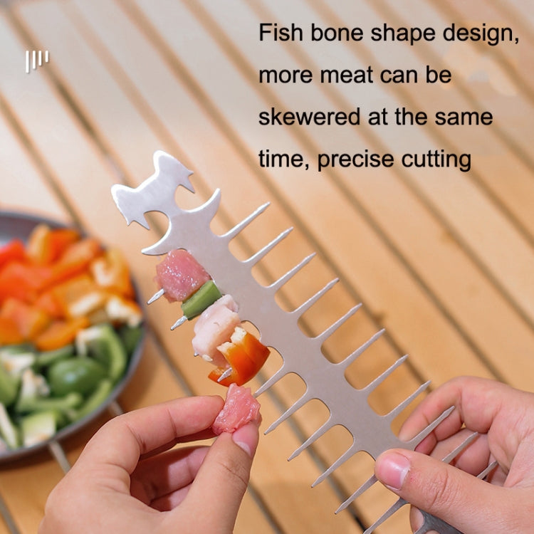 Outdoor Fish Bone Barbecue Steak 304 Stainless Steel Barbecue Stick