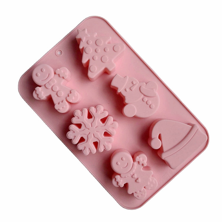 6 Cavity Cake Mold Food Grade Non-Stick Silicone Merry Christmas Festival Dessert Making Mould