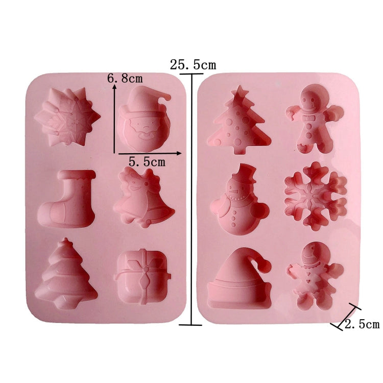 6 Cavity Cake Mold Food Grade Non-Stick Silicone Merry Christmas Festival Dessert Making Mould
