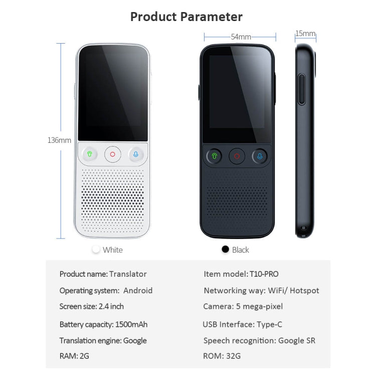 T10Pro Wifi Artificial Intelligence Photo / Recording Translating Machine Supports 138 Languages