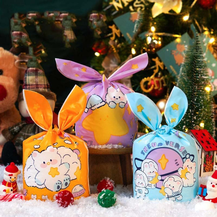 1bag Candy Packaging Bags Baking Biscuit Gift Bags, Green Scarf Bear, Space Rabbit, Red Snow Carnival, Strawberry Flower, Red Scarf Bear, Blue Bunny Girl, Pink Rabbit Flower, Fresh Flower, Colorful Abstract Strip, Green White Cat, Red Fried Egg        ...