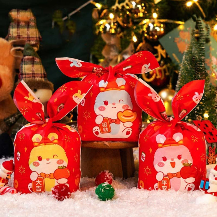 1bag Candy Packaging Bags Baking Biscuit Gift Bags, Green Scarf Bear, Space Rabbit, Red Snow Carnival, Strawberry Flower, Red Scarf Bear, Blue Bunny Girl, Pink Rabbit Flower, Fresh Flower, Colorful Abstract Strip, Green White Cat, Red Fried Egg        ...