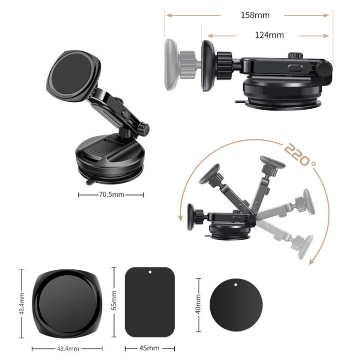 Car Telescopic Suction Cup Rubber Bottom Strong Magnetic Mobile Phone Holder