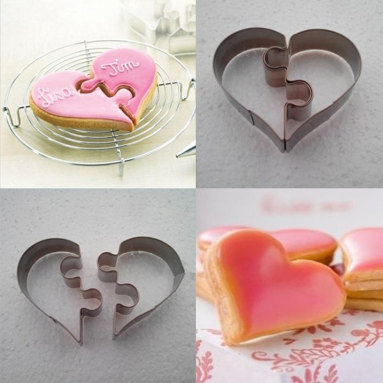 Left Heart+Right Heart Love Puzzle Biscuit Mold