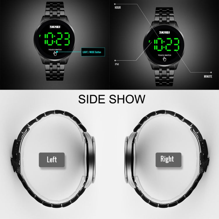 SKMEI 1579 Simple Touch Screen LED Luminous Stainless Steel Electronic Watch