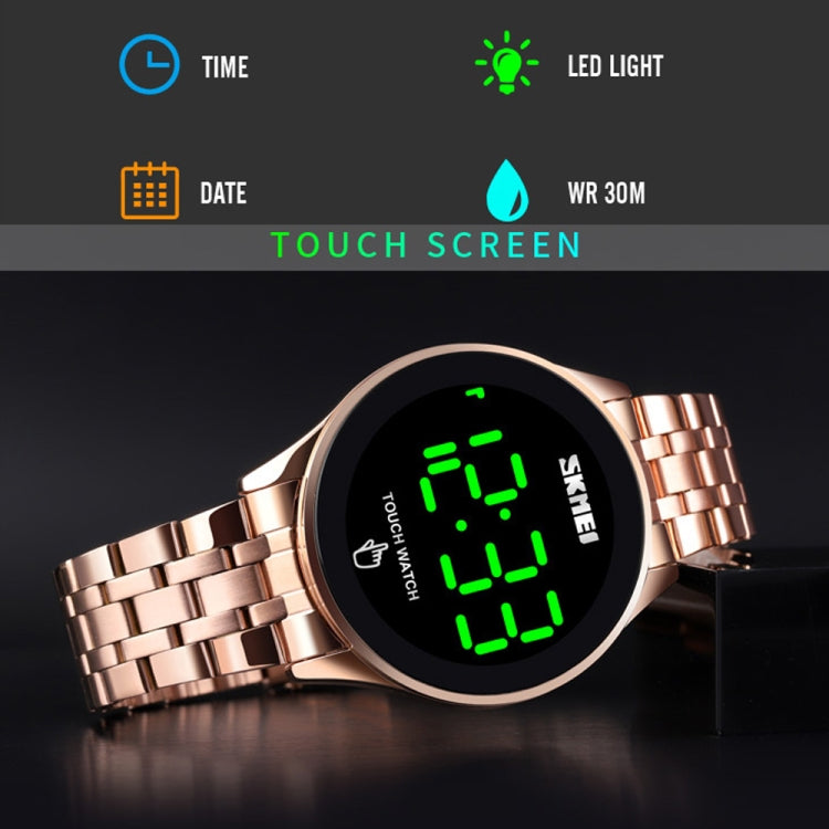 SKMEI 1579 Simple Touch Screen LED Luminous Stainless Steel Electronic Watch