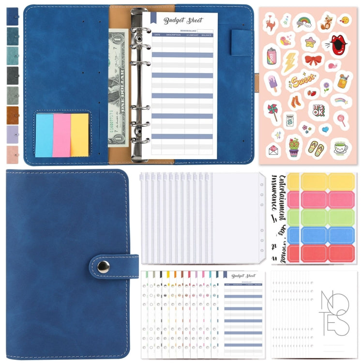 H666 A6 Loose-leaf Binder Cash Budget Handbook Vintage PU Leather Notebook with Window, H666 Taro Purple, H666 Pink, H666 Light Gray, H666 Dark Gray, H666 Amber Brown, H666 Treasure Blue, H666 Denim Blue, H666 Retro Green