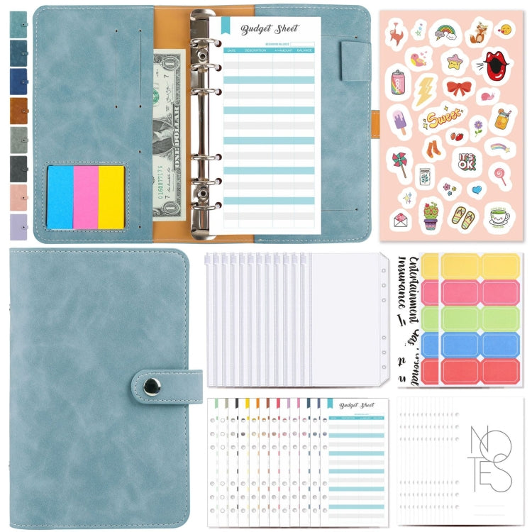 H666 A6 Loose-leaf Binder Cash Budget Handbook Vintage PU Leather Notebook with Window, H666 Taro Purple, H666 Pink, H666 Light Gray, H666 Dark Gray, H666 Amber Brown, H666 Treasure Blue, H666 Denim Blue, H666 Retro Green