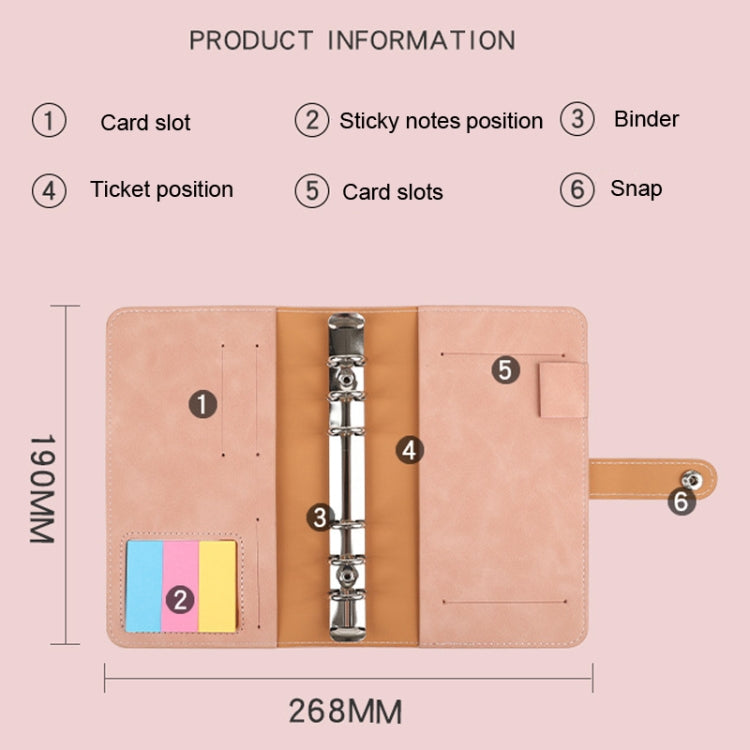 H666 A6 Loose-leaf Binder Cash Budget Handbook Vintage PU Leather Notebook with Window, H666 Taro Purple, H666 Pink, H666 Light Gray, H666 Dark Gray, H666 Amber Brown, H666 Treasure Blue, H666 Denim Blue, H666 Retro Green