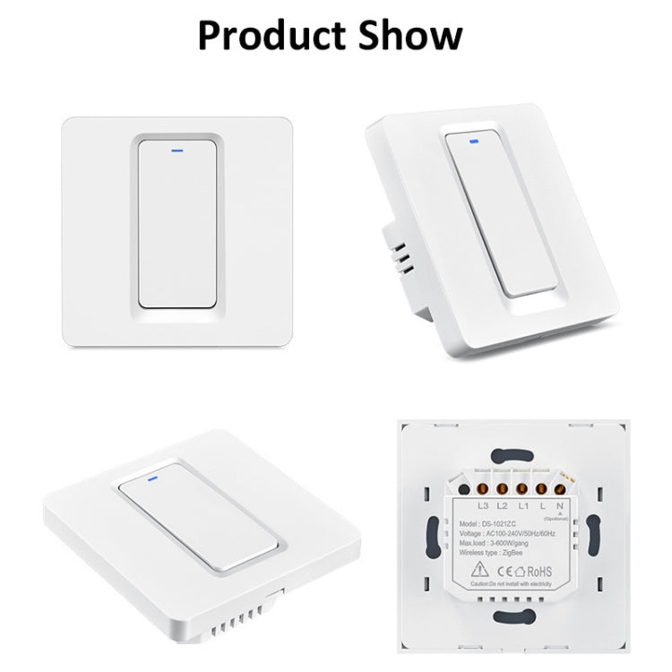 Tuya ZigBee Smart Single-fire Zero-fire Sharing Switch Phone Control Voice Panel EU Plug, Spec: