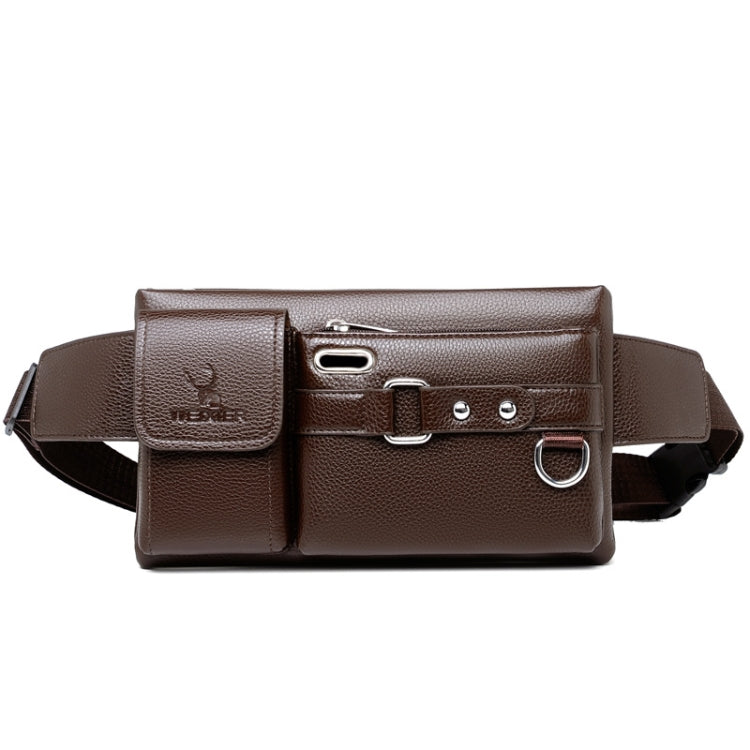 WEIXIER 8117 Men Sports Waist Bag Multi-Function Outdoor PU Bag, 8117 Black, 8117 Brown