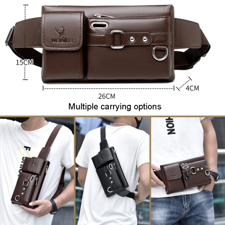 WEIXIER 8117 Men Sports Waist Bag Multi-Function Outdoor PU Bag