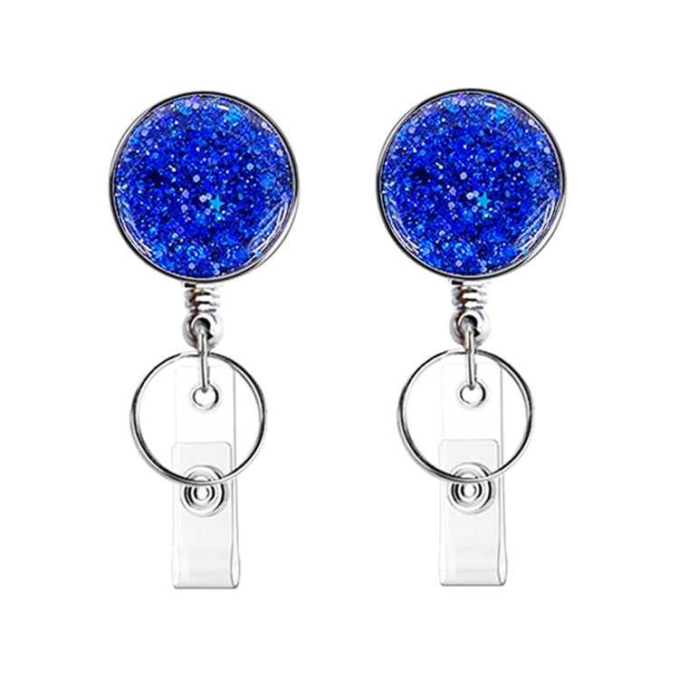 2pcs  Diamond Glitter Sequins Retractable Pull Badge Reel Name Tag Card Badge Holder