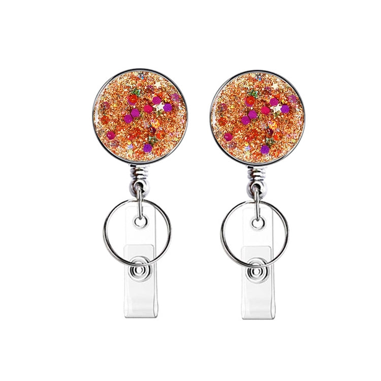 2pcs  Diamond Glitter Sequins Retractable Pull Badge Reel Name Tag Card Badge Holder