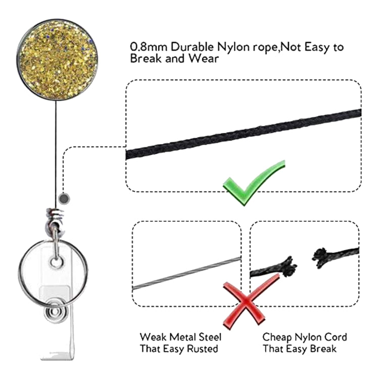 2pcs  Diamond Glitter Sequins Retractable Pull Badge Reel Name Tag Card Badge Holder