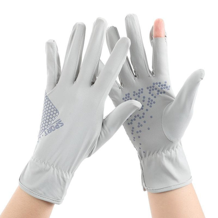 1pair Driving Sunscreen Anti-ultraviolet Thin Summer Ice Silk Dew Finger Non-slip Riding Gloves