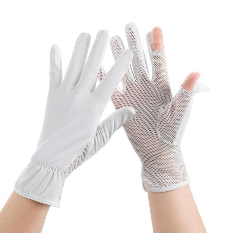 1pair Summer Sunscreen Breathable Thin Anti-ultraviolet Finger Fishing Ice Silk Gloves