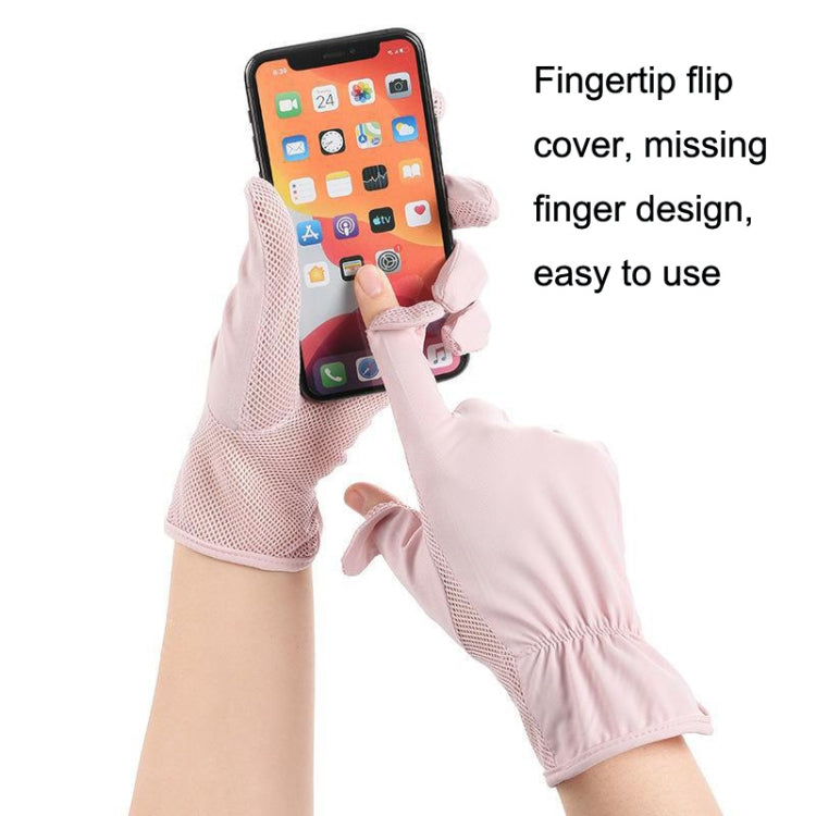 1pair Summer Sunscreen Breathable Thin Anti-ultraviolet Finger Fishing Ice Silk Gloves