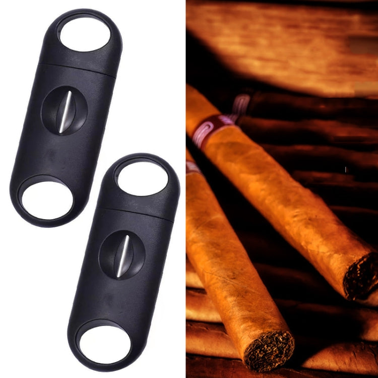 2pcs Portable Stainless Steel V Shaped Plastic Cigar Cutter Opening Hole