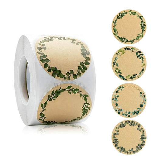 Kraft Paper Flower Plant Sticker Gift Packaging Decoration Sticker