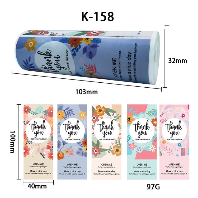Floral Thank You Label Sticker Handicraft Decoration Small Gift Sticker