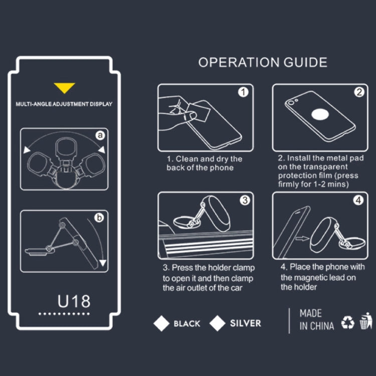 U18 Mini Car Foldable Rotating Magnetic Mobile Phone Navigation Holder