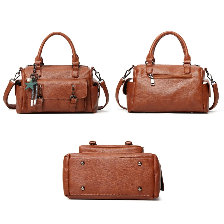 048 Pebbled Leather Multi-compartment Handbag Large Capacity Crossbody Shoulder Bag