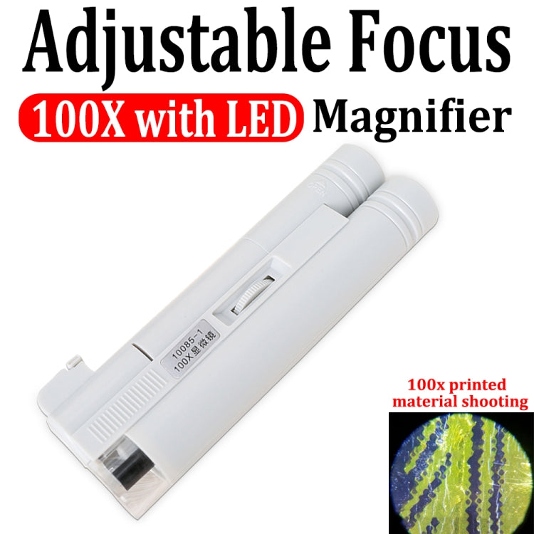 10085-1 100X Double Tube Microscope With LED Light Identification Magnifier