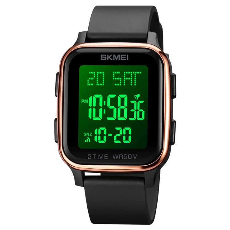 SKMEI 1858 Square Waterproof Digital Dual Display LED Luminous Watch